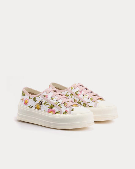Dior Walk'n'Dior Platform  Daisy Garden Motif White / Pink Low Top Sneakers - 3