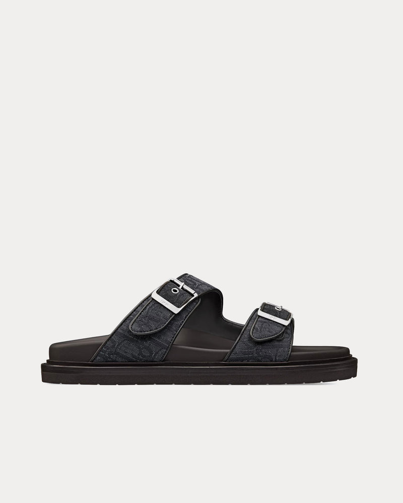 Dior Men's Aqua Black Dior Oblique Jacquard Sandals