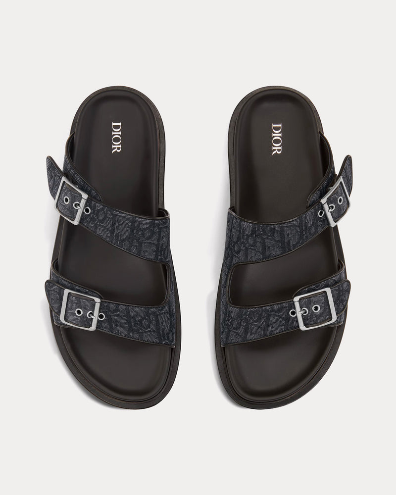 Dior Men's Aqua Black Dior Oblique Jacquard Sandals
