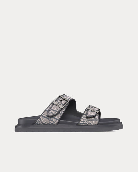 Dior Aqua Dark Grey Dior Oblique Jacquard Sandals - 1