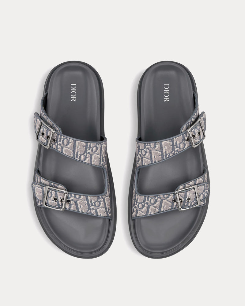 Dior Men's Aqua Dark Grey Dior Oblique Jacquard Sandals