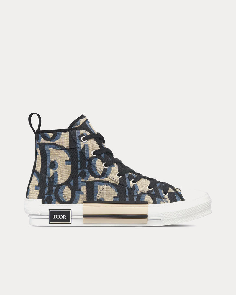 スニーカー B23 Maxi Dior Oblique Jacquard High Top Sneakers Dior Men's B23 Beige and Black Maxi Dior Oblique Jacquard