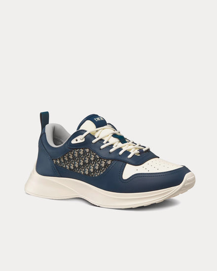 Dior Men's B25 Runner Navy Blue and Cream Smooth Calfskin with