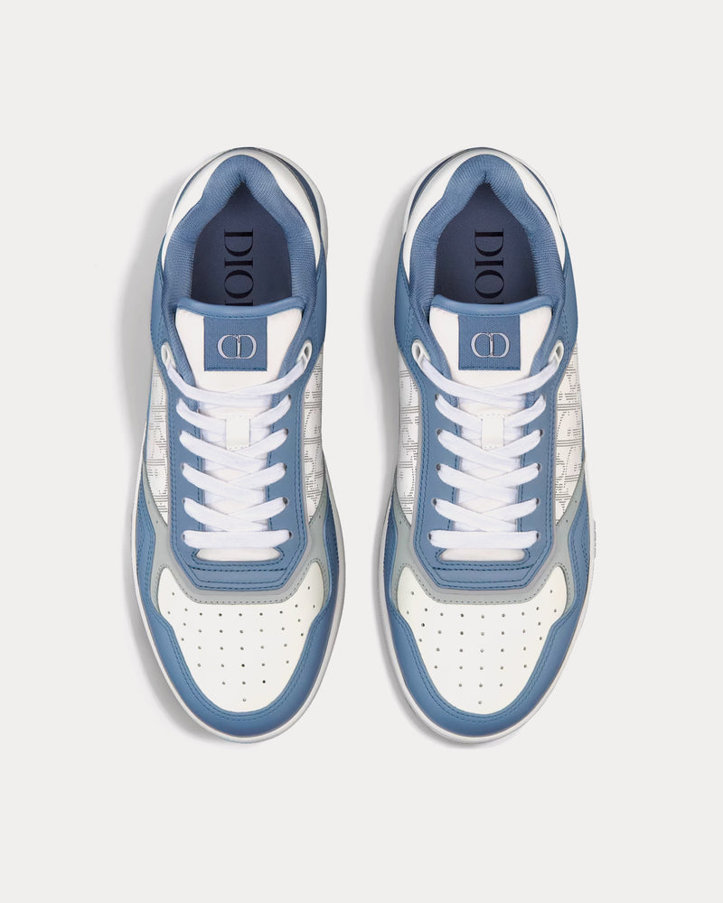 Dior B27 Blue and White Smooth Calfskin with White Dior Oblique Galaxy Leather Low Top Sneakers - 2