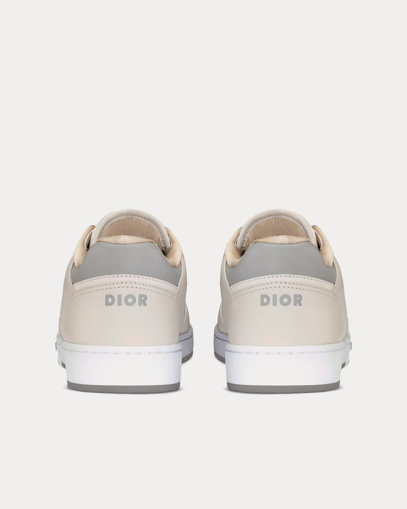 Dior B27 Cream and White Smooth Calfskin with Beige and Black Dior Oblique Jacquard Low Top Sneakers - 4
