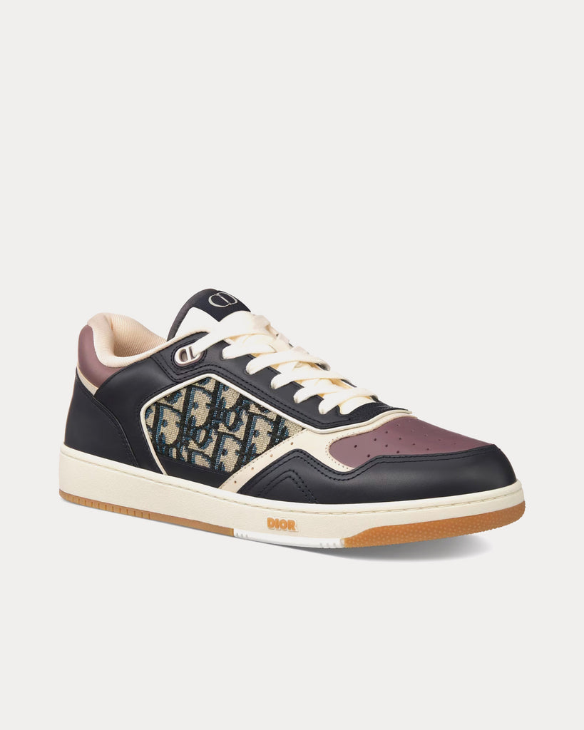 B27 Low-Top Sneaker Black Smooth Calfskin with Beige and Black Dior Oblique  Jacquard
