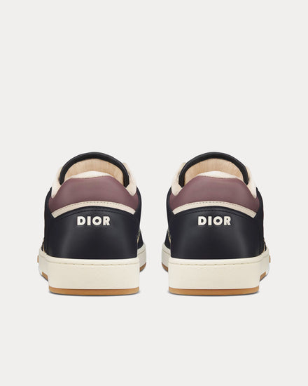 Dior B27 Deep Blue and Plum Smooth Calfskin with Beige and Black Dior Oblique Jacquard Low Top Sneakers - 4