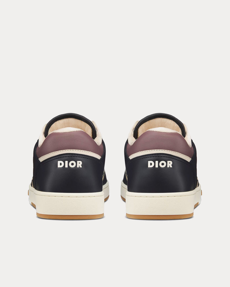 Dior B27 Deep Blue and Plum Smooth Calfskin with Beige and Black Dior Oblique Jacquard Low Top Sneakers - 4