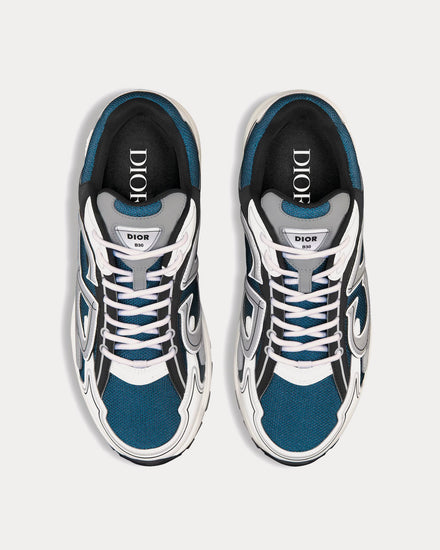 Dior B30 Blue Mesh and White, Gray and Black Technical Fabric Low Top Sneakers - 2