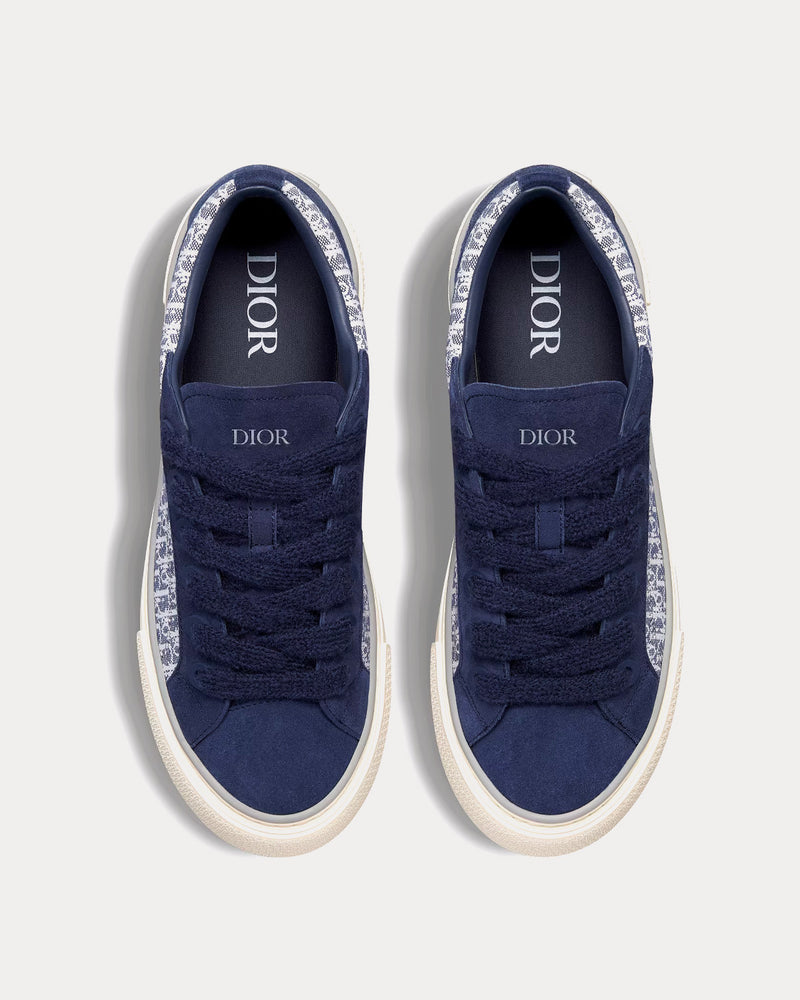 Dior Men's B33 Navy Blue Dior Oblique Jacquard and Suede Low