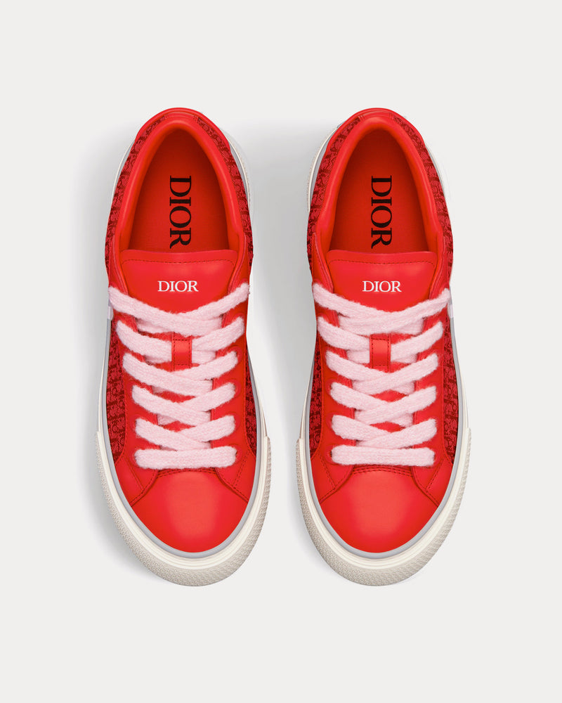 Dior B33 Red Smooth Calfskin and Red Dior Oblique Jacquard Low Top Sneakers - 2