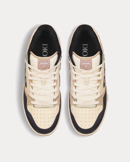 Dior B57 Black and Cream Smooth Calfskin and Beige Suede Mid Top Sneakers - 2