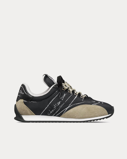 Dior D-Sketch Nylon & Calfskin Black Low Top Sneakers - 1