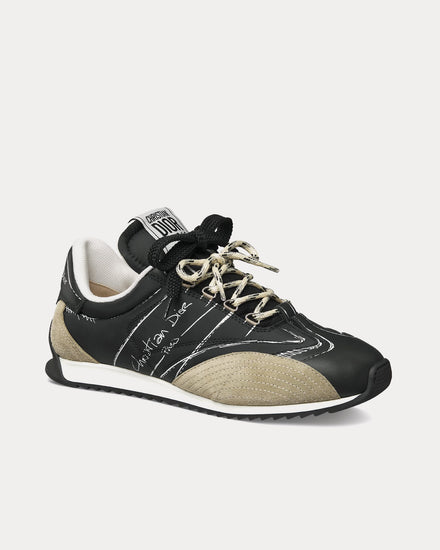 Dior D-Sketch Nylon & Calfskin Black Low Top Sneakers - 3