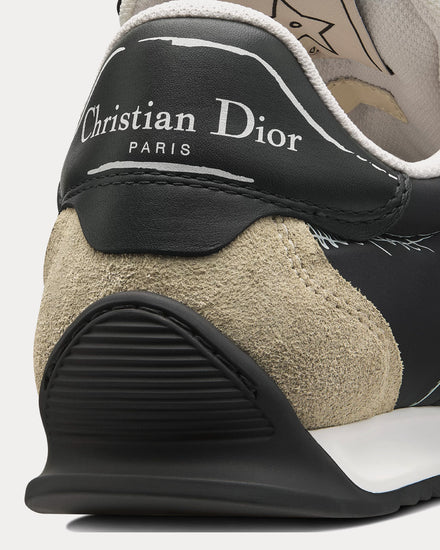 Dior D-Sketch Nylon & Calfskin Black Low Top Sneakers - 4