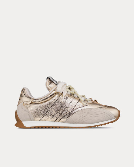 Dior D-Sketch Crinkled Lambskin & Laminated Calfskin Gold-Tone Low Top Sneakers - 1