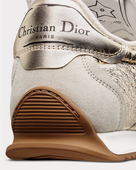 Dior D-Sketch Crinkled Lambskin & Laminated Calfskin Gold-Tone Low Top Sneakers - 4