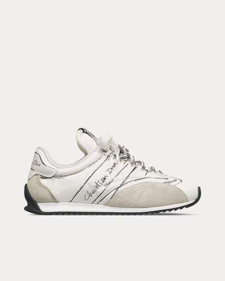 Dior D-Sketch Nylon & Calfskin White Low Top Sneakers - 1