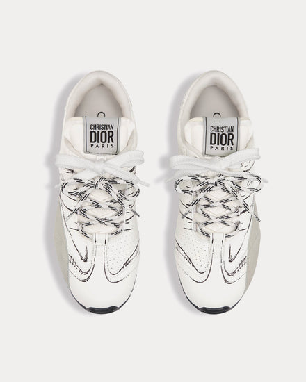 Dior D-Sketch Nylon & Calfskin White Low Top Sneakers - 2