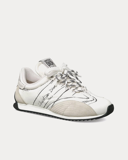 Dior D-Sketch Nylon & Calfskin White Low Top Sneakers - 3