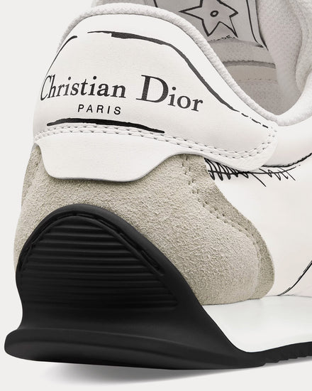 Dior D-Sketch Nylon & Calfskin White Low Top Sneakers - 4