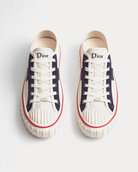 Dior Hooper Canvas White / Navy Blue Low Top Sneakers - 2