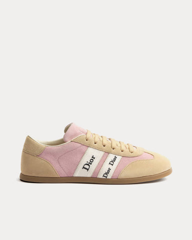 Dior Ribbon Suede Calfskin Pink / Beige Low Top Sneakers