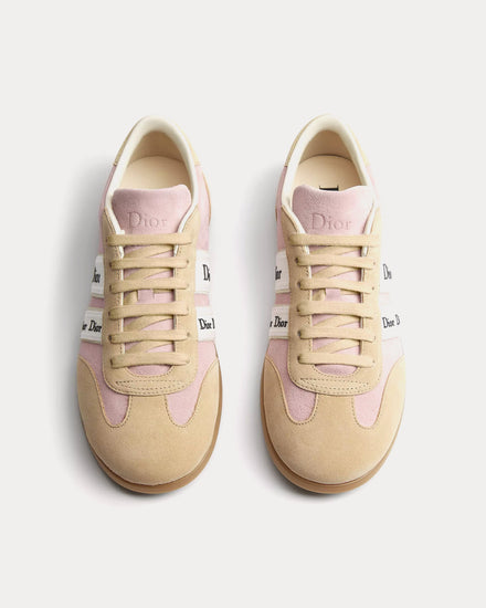 Dior Ribbon Suede Calfskin Pink / Beige Low Top Sneakers - 2