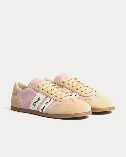 Dior Ribbon Suede Calfskin Pink / Beige Low Top Sneakers - 3