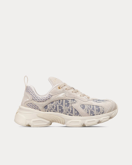 Dior Dior Vibe Suede with Jacquard & Raffia Dior Oblique Motif Ecru / Chambray Blue Low Top Sneakers - 1