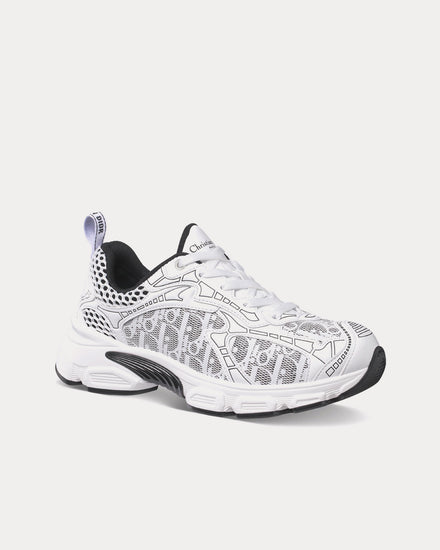 Dior Dior Vibe White Mesh Printed with Dior Oblique Motif and White and Black Leather-Effect Panels Low Top Sneakers - 3