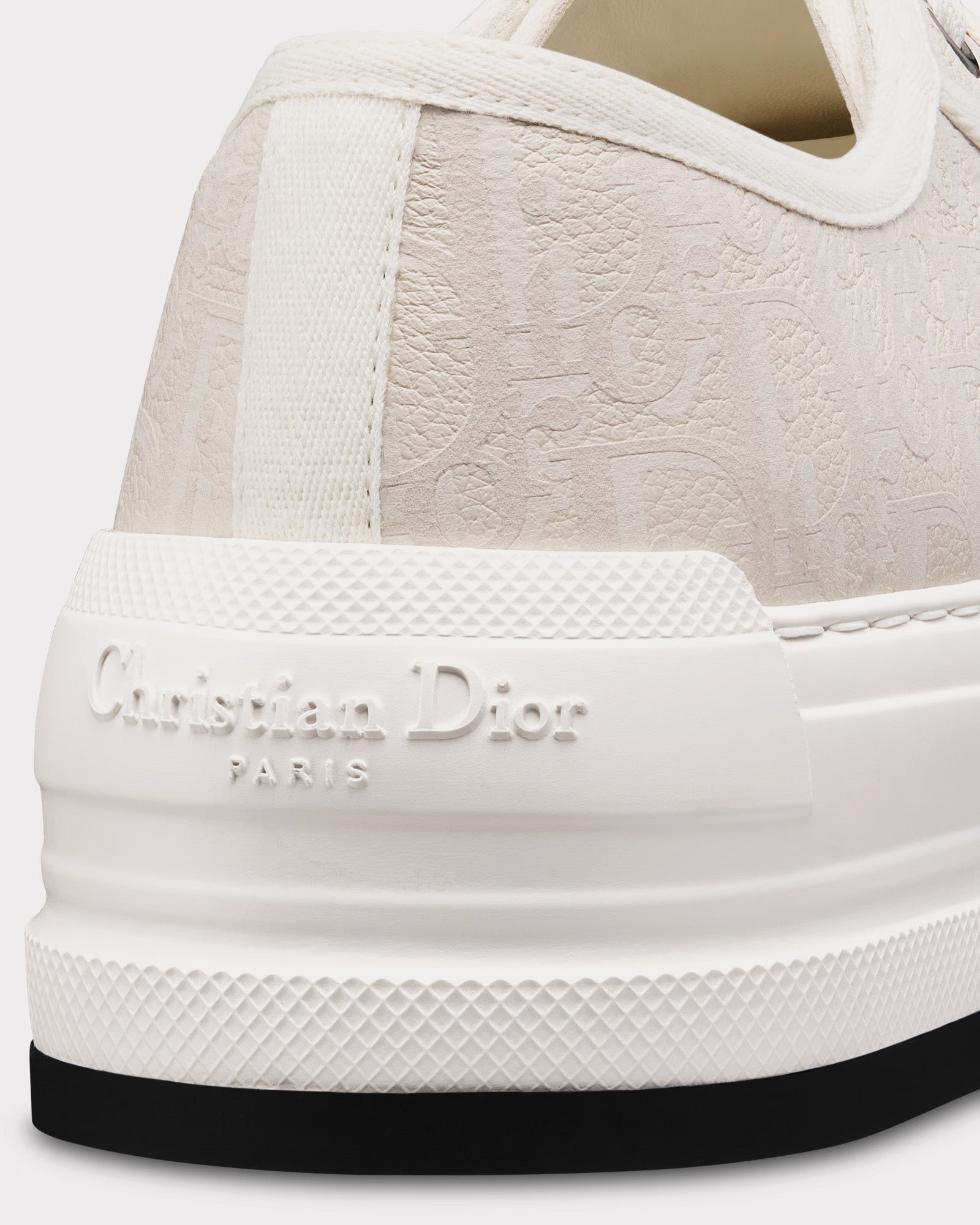 Dior - Walk'n'Dior Platform White Calfskin Textured with Dior Oblique Motif and Embroidered Cotton Low Top Sneakers