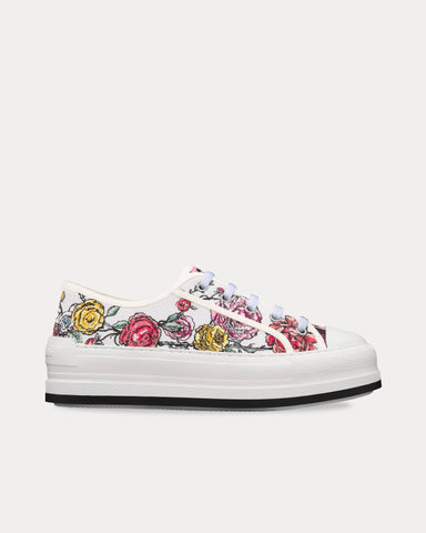 Dior Walk'n'Dior Platform White Multicolor Florilegio Embroidered Cotton Low Top Sneakers