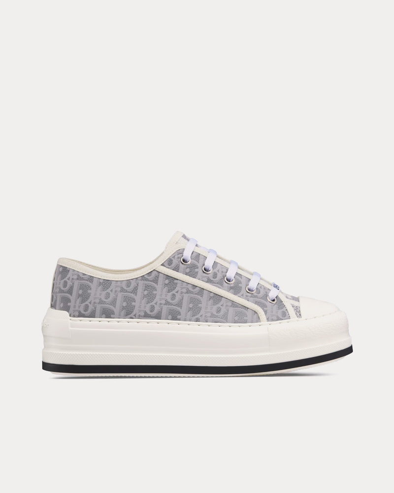 スニーカー Walk'n'Dior Platform Calfskin & Embroidery Cotton Sneaker Dior Women's Walk'n'Dior Platform Gray Calfskin Textured