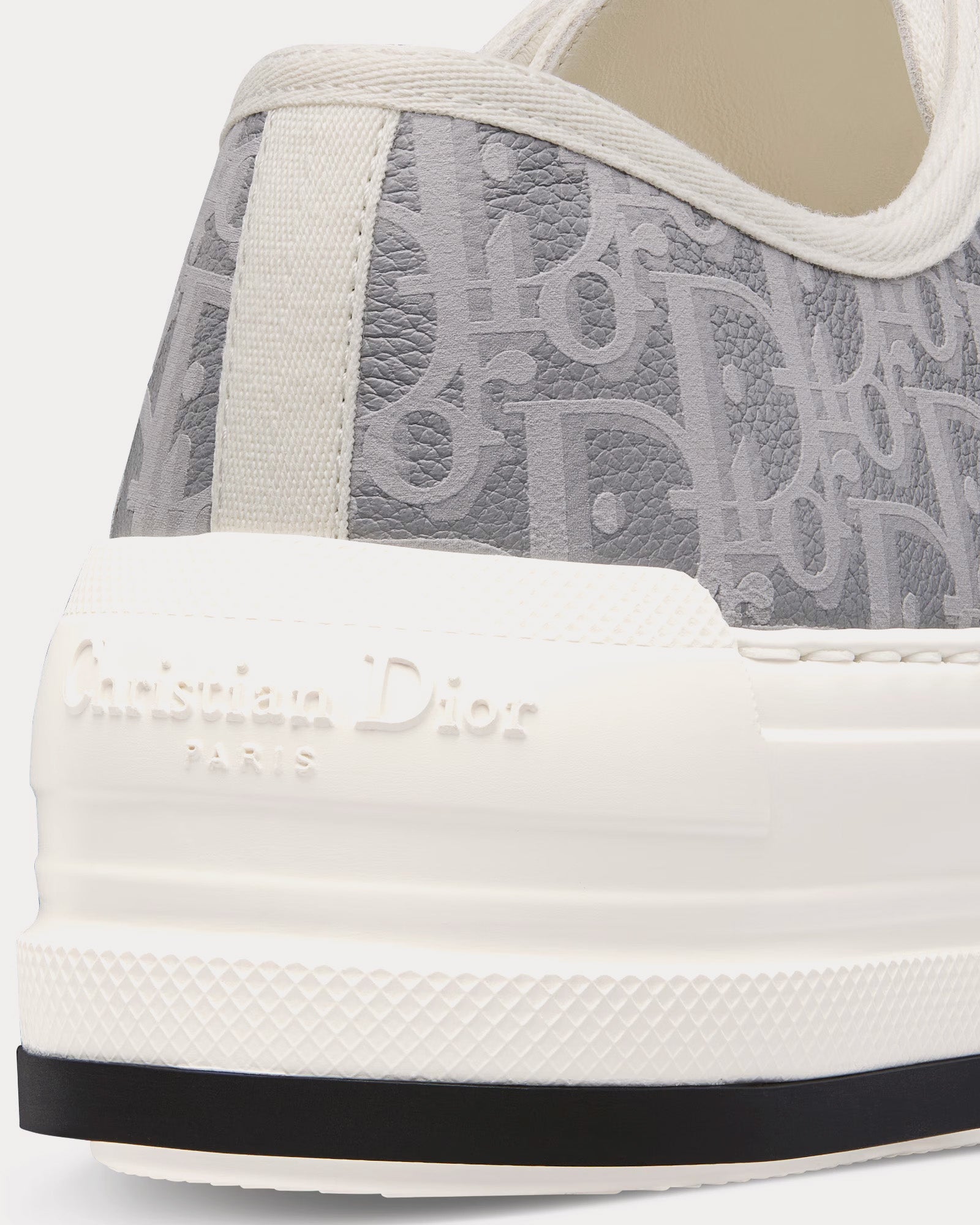 Dior - Walk'n'Dior Platform Gray Calfskin Textured with Dior Oblique Motif and Embroidered Cotton Low Top Sneakers