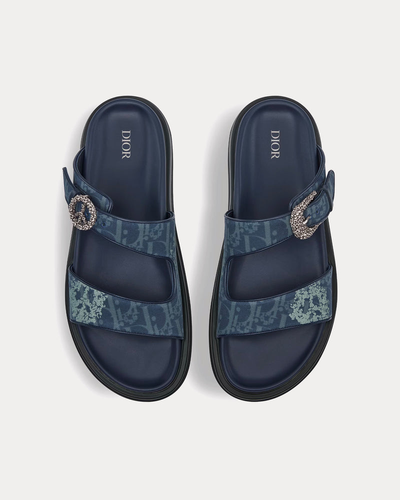 コラボ【Denim Tears x Dior】aquasandals ObliqueAnd PeaceSign Dior x Denim Tears Men's Dior Tears Aqua Blue Dior Oblique