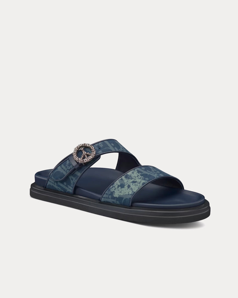 【Denim Tears x Dior】アクアサンダルOblique And Peace Sign Dior x Denim Tears Men's Dior Tears Aqua Blue Dior Oblique