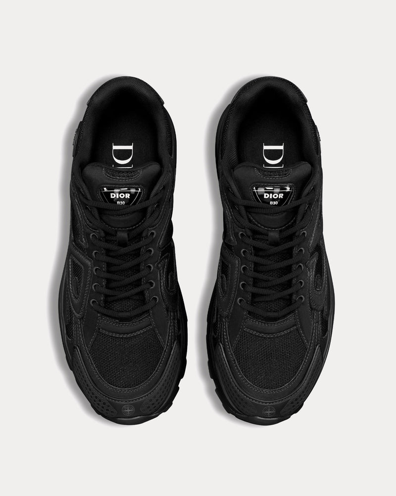 Dior x Stone Island B30 Limited & Numbered Edition Black Technical Mesh and Black Dyed Cotton Low Top Sneakers - 2