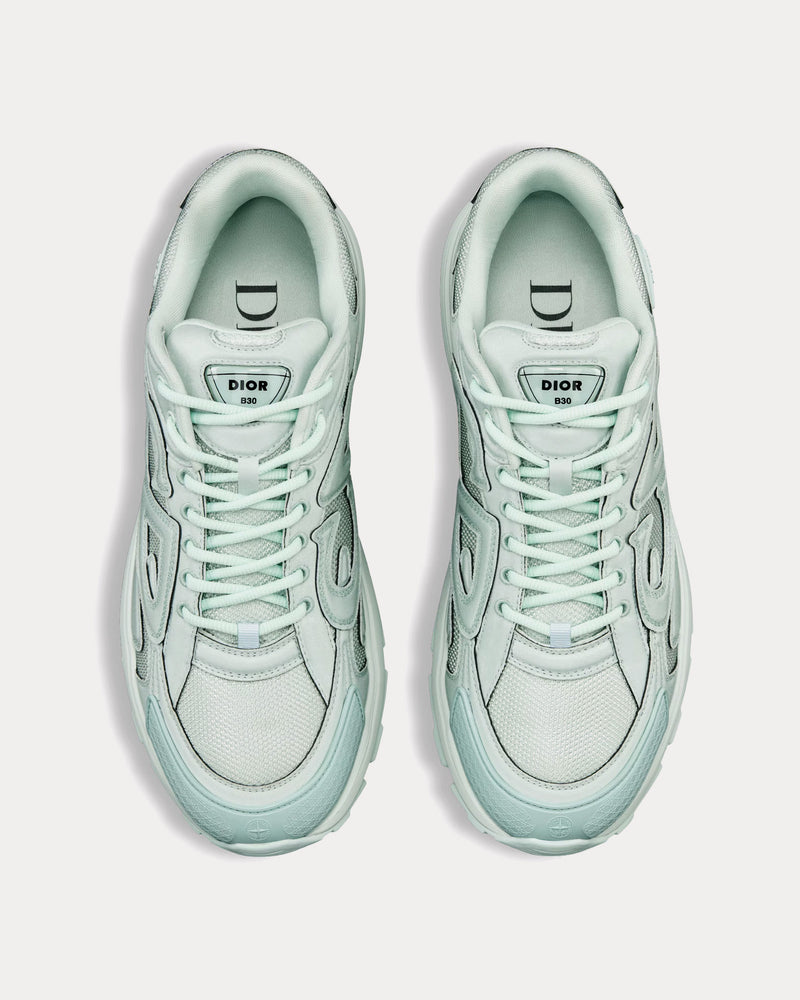 Dior x Stone Island B30 Limited & Numbered Edition Light Green Technical Mesh and Light Green Dyed Cotton Low Top Sneakers - 2