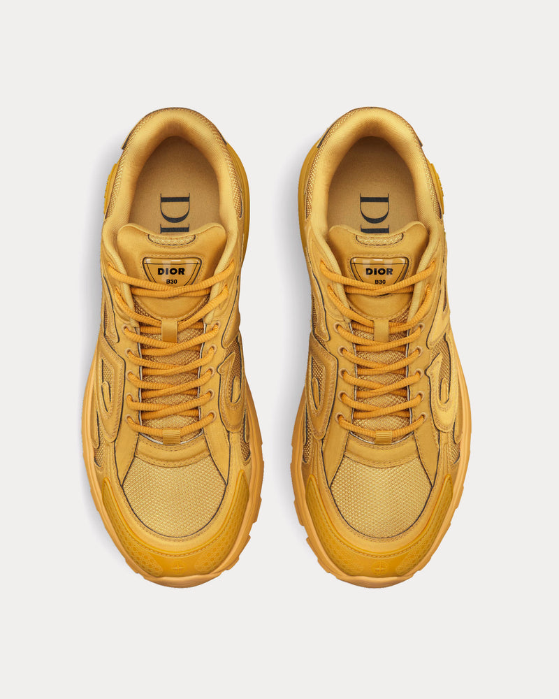 Dior x Stone Island B30 Limited & Numbered Edition Yellow Technical Mesh and Yellow Dyed Cotton Low Top Sneakers - 2