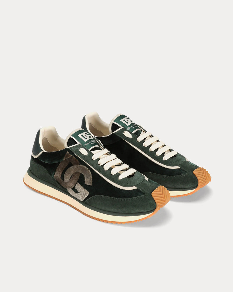 Dolce & Gabbana DG Cushion Velvet & Calfskin Green Low Top Sneakers - 2