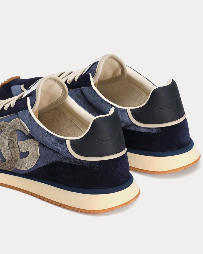 Dolce & Gabbana DG Cushion Velvet & Calfskin Navy Low Top Sneakers - 3