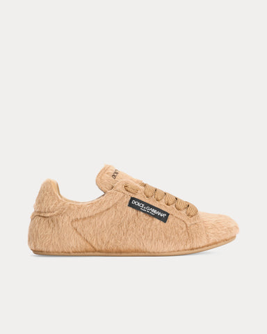 Dolce & Gabbana Portofino Soft Alpaca Beige Low Top Sneakers