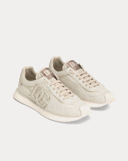 Dolce & Gabbana DG Cushion Cotton & Linen Beige Low Top Sneakers - 2