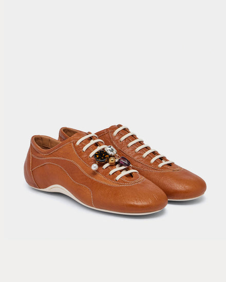 Dries Van Noten Climbing Ballerina Embellished Leather Cognac Low Top Sneakers - 2