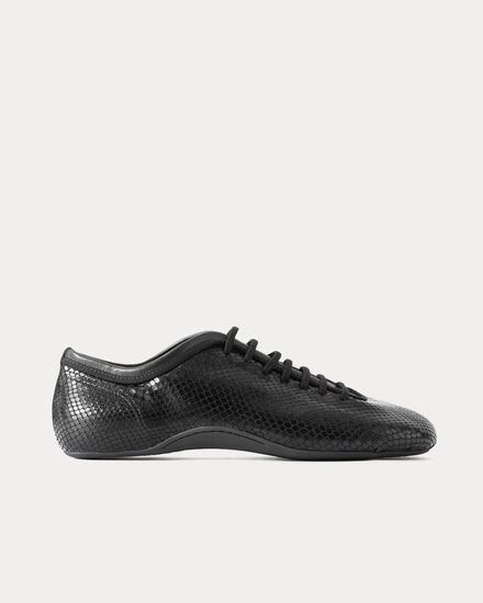 Dries Van Noten Climbing Ballerina Snake-Effect Leather Black Low Top Sneakers - 1