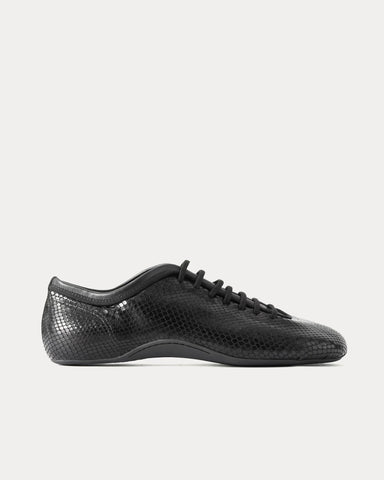 Dries Van Noten Climbing Ballerina Snake-Effect Leather Black Low Top Sneakers