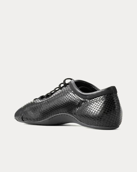 Dries Van Noten Climbing Ballerina Snake-Effect Leather Black Low Top Sneakers - 2
