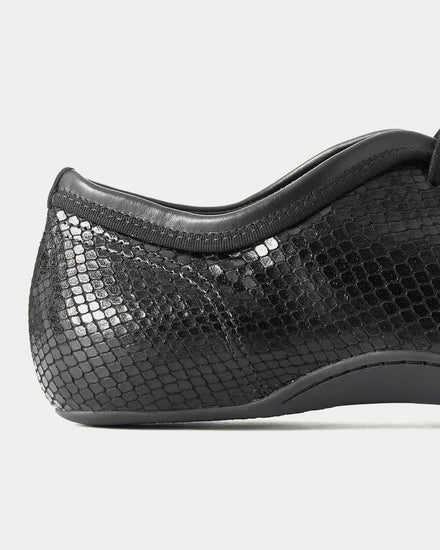 Dries Van Noten Climbing Ballerina Snake-Effect Leather Black Low Top Sneakers - 3