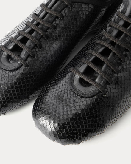 Dries Van Noten Climbing Ballerina Snake-Effect Leather Black Low Top Sneakers - 4